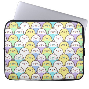 Budgie Parrot Blue Lila Gult Tecknad Mönster Laptop Fodral