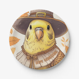 Budgie Pilgrim Thanksgiving Papper Plate