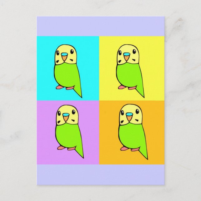 Budgie Pop Art Vykort (Framsida)