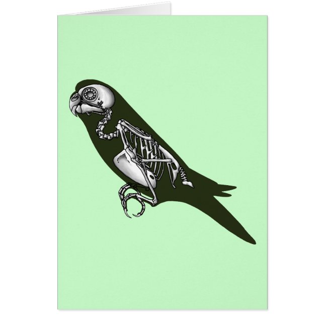Budgie skeleton hälsningskort (Framsidan)