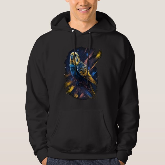 Budgie Space Budgerigar Parakeet Bird Hoodie (Framsida)