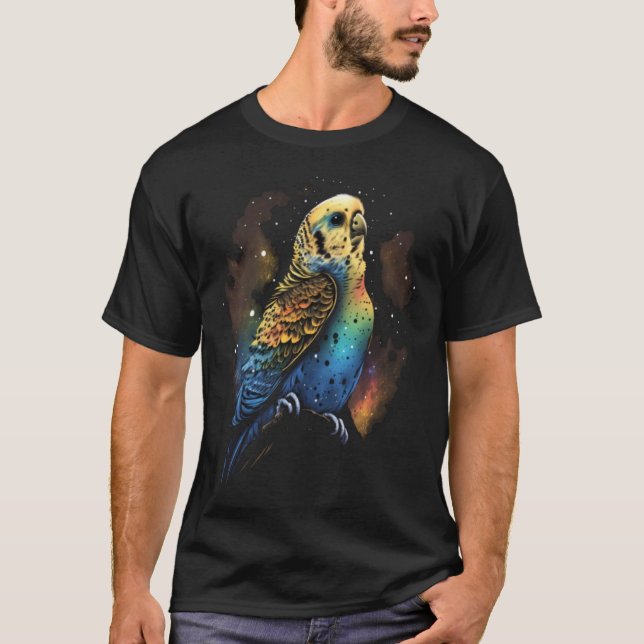 Budgie Space Budgerigar Parakeet Bird T Shirt (Framsida)