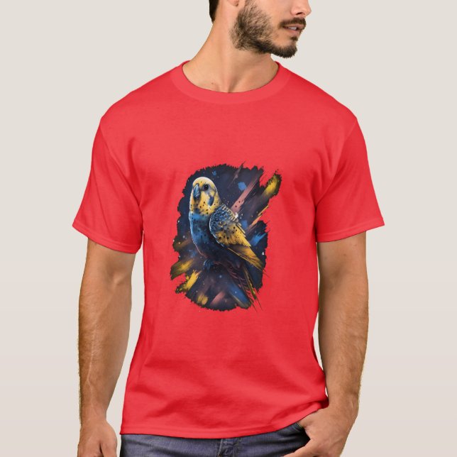 Budgie Space Budgerigar Parakeet Bird-vänner T Shirt (Framsida)