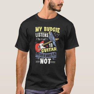 Budgie spelar gitarr papegoja undulat Budgie gitar T Shirt