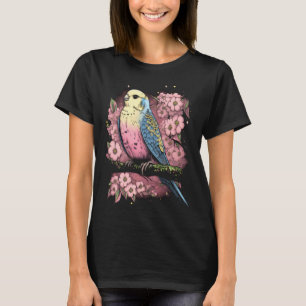 Budgie Undulat Fågel Japansk Körsbär Sakura Blomni T Shirt
