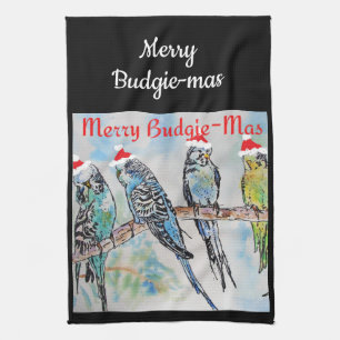 Budgie Undulat Jul Glad Budgie-mas Kökshandduk