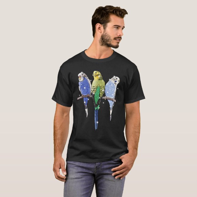 Budgie undulatglitter t shirt (Hel framsida)