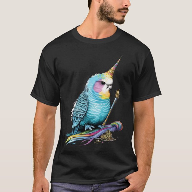 Budgie Unicorn Budgerigar Parakeet Bird T Shirt (Framsida)