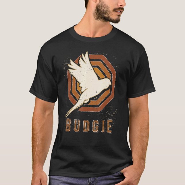 Budgie Vintage Retro Classic Animal Kärlek T Shirt (Framsida)