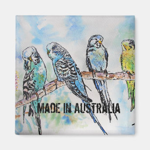 Budgie Watercolor Bird Cute Made in Australia Magnet