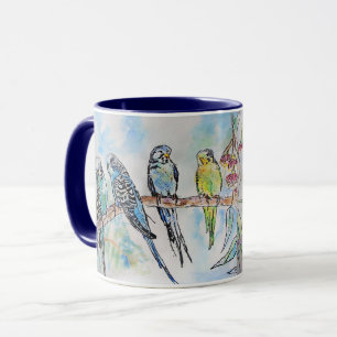 Budgie Watercolor Mugg Royal Navy Blue