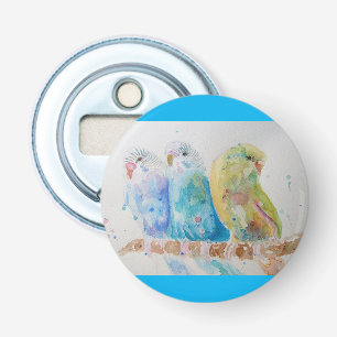 Budgie Watercolor Painting bird budgies Aqua Teal Flasköppnare