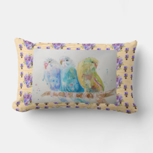 Budgie Watercolour undulater kudde Gul Blommig