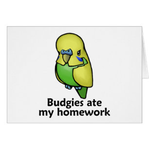 Budgies åt min läxa hälsningskort