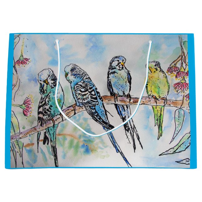 Budgies Watercolor Gum Träd budgie bird Gift Bag (Framsidan)