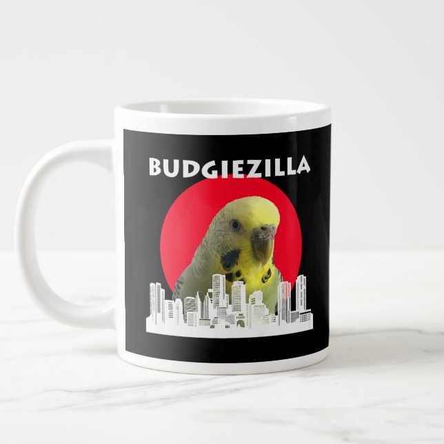 Budgiezilla Budgie Bird Budgerigar Parakeet Parrot Jumbo Mugg (Vänster)