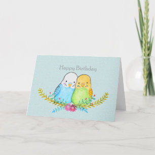 Budgifödelsedag Cute Parakeet-fågel älskare-gåva Kort