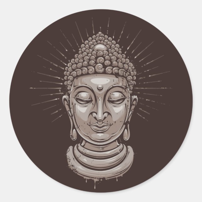 Budha Illustration-klistermärken Runt Klistermärke (Framsida)