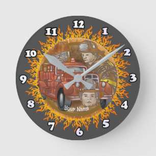 Budklocka i Firefighter Firetrugh Buddy Rund Klocka