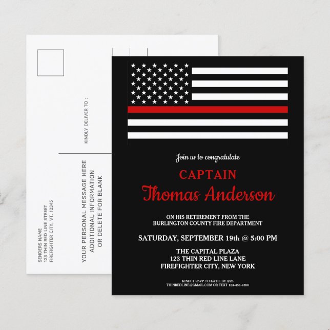 Budkort för inbjudan till budgetbrandman Pension (Fram/baksida)