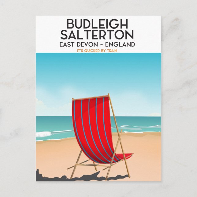 Budleigh Salterton, Devon, reseinformation affisch Vykort (Framsida)