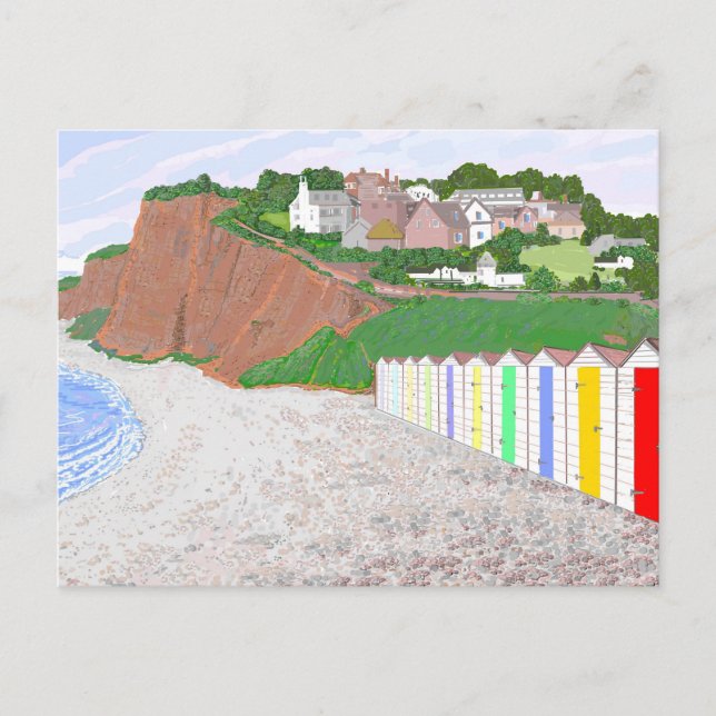 Budleigh Salterton-strandshödar Postkort Vykort (Framsida)