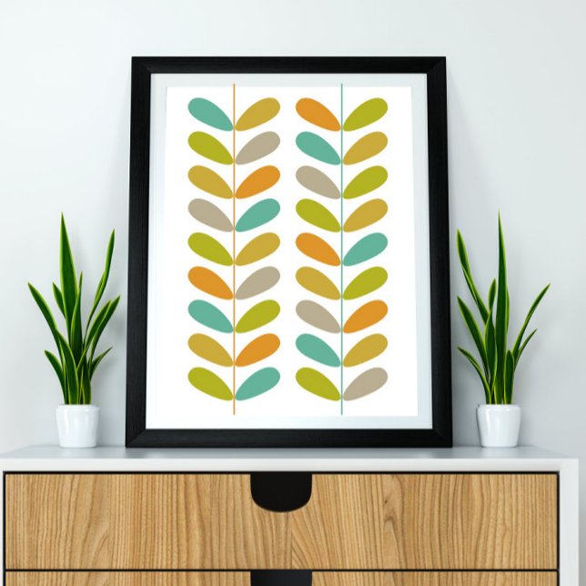 Buds Mid Century Modern Styled Poster - färgstark (Skapare uppladdad)