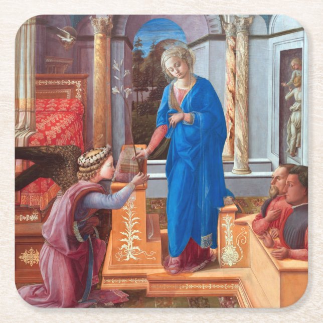 Budskapet, Filippo Lippi, 1440 Underlägg Papper Kvadrat (Framsidan)
