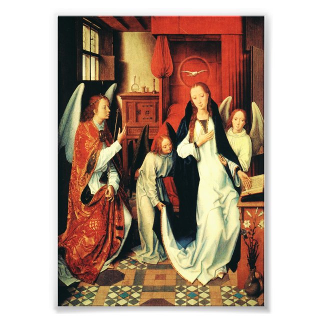 Budskapet till jungfru Maria av Hans Memling Fototryck (Framsidan)