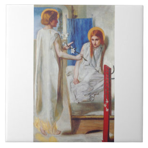 Budskapet till Jungfrun av Dante Gabriel Rossetti Kakelplatta