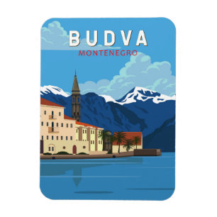 Budva Montenegro Retro Travel Art Vintage Magnet