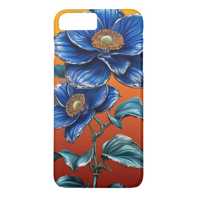 Bue blommor Case-Mate iPhone skal (Baksida)