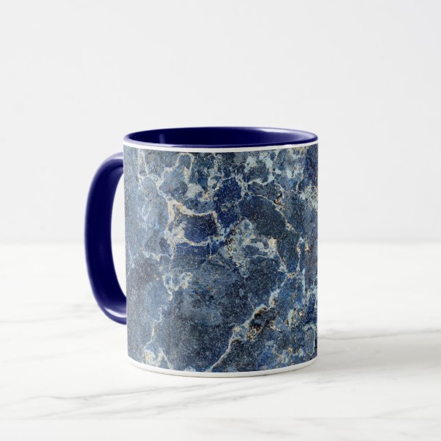 Bue Grått Black Marble & Beige Veins Mugg (Framsida vänster)