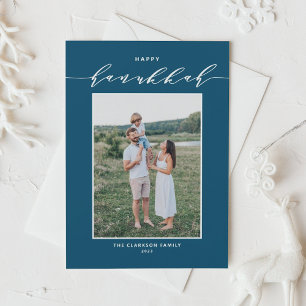 Bue Modern Mix Typography Lycklig Hanukkah Photo Helgkort