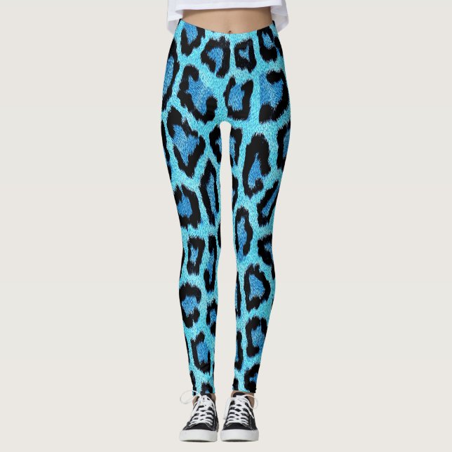 Bue Trendig Leopard Mönster Leggings (Framsida)