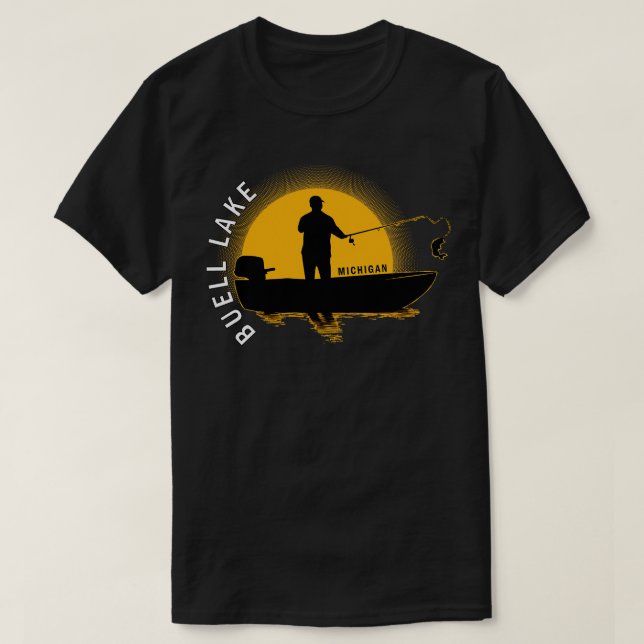 Buell Sjö Fiske Michigan Sunrise T Shirt (Design framsida)