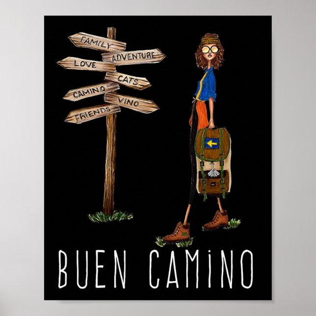 Buen Camino De Santiago Pilgrim Vandring St. Poster (Framsidan)