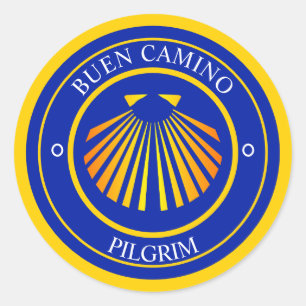 Buen Camino pilgrimer Runt Klistermärke