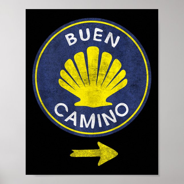 Buen Camino Shell El Camino De Santiago De Compost Poster (Framsidan)