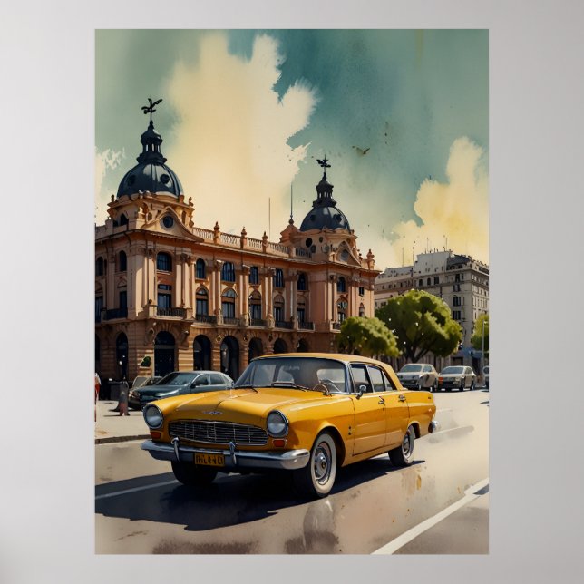 Buenos Aires akvarell konst Poster (Framsidan)