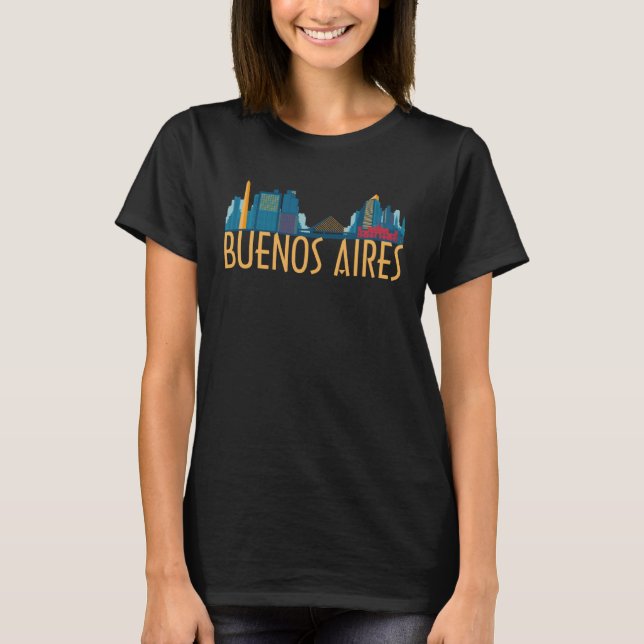 Buenos Aires Argentina City Skyline Silhouette Out T Shirt (Framsida)
