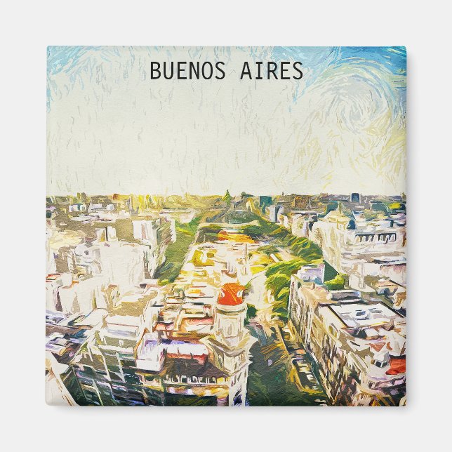 Buenos Aires Argentina CItyscape Painting Magnet (Framsidan)