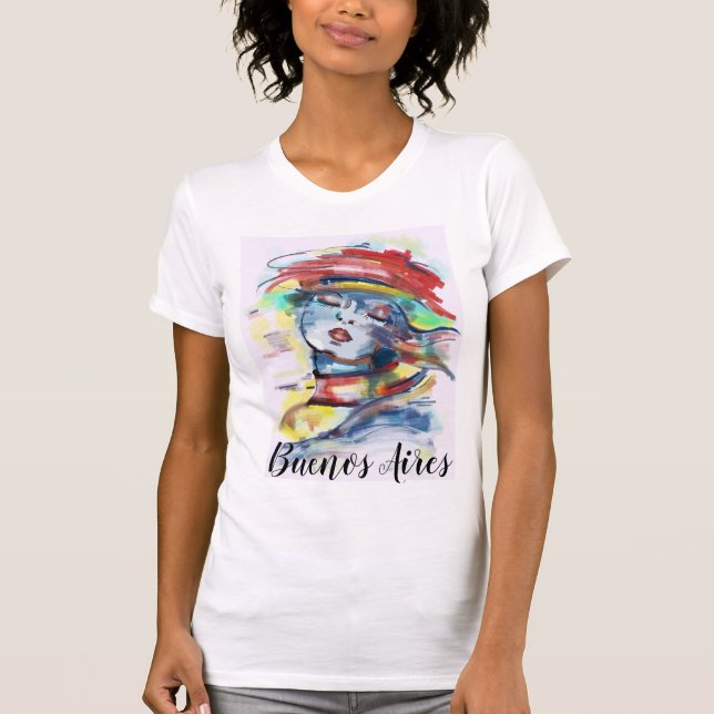 Buenos Aires Argentina Dramatic Woman Painting T Shirt (Framsida)