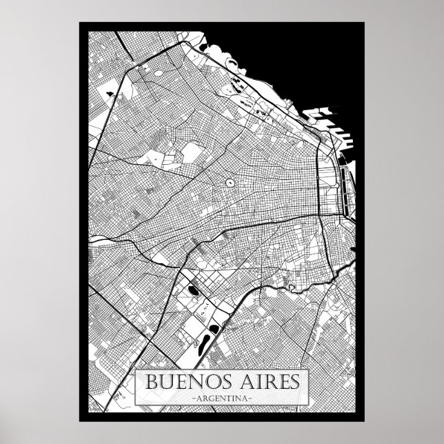 Buenos Aires Argentina Karta Poster (Framsidan)