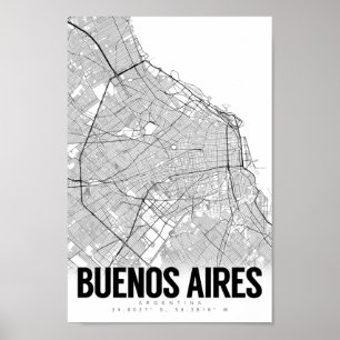 Buenos Aires Argentina Minimalist Karta Art Poster