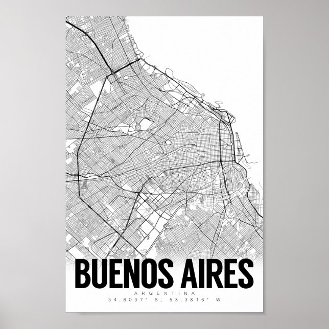 Buenos Aires Argentina Minimalist Karta Art Poster (Framsidan)