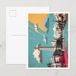 Buenos Aires Argentina Pop Art Travel Illustration Vykort