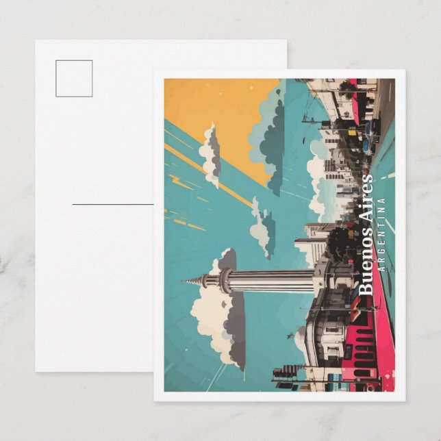 Buenos Aires Argentina Pop Art Travel Illustration Vykort (Fram/baksida)