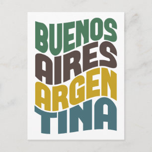 Buenos Aires Argentina Retro Wave Vykort