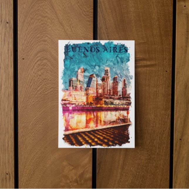 Buenos Aires Argentina Siluett vy över staden natt Vykort (buenos aires skyline by night postcard)